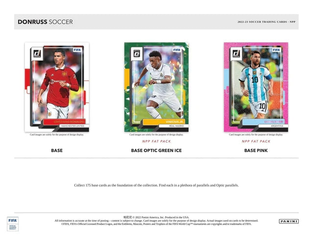 2022/23 Panini Donruss Soccer Jumbo Value Pack, fotbollskort samlarbilder förpackning med fokus på stjärnspelare.