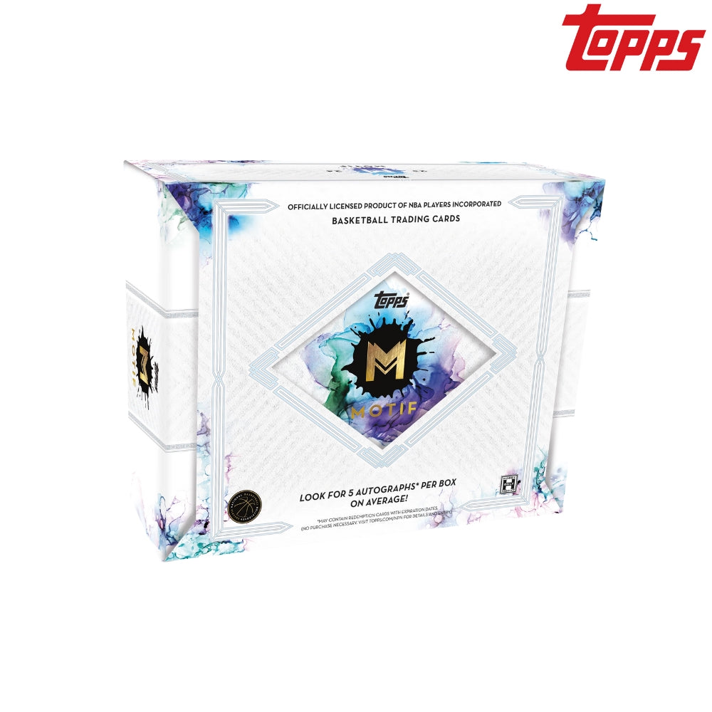 2023-24 Topps Motif Basketball Hobby Box samlarbox med NBA-basketkort och chans på autografer.