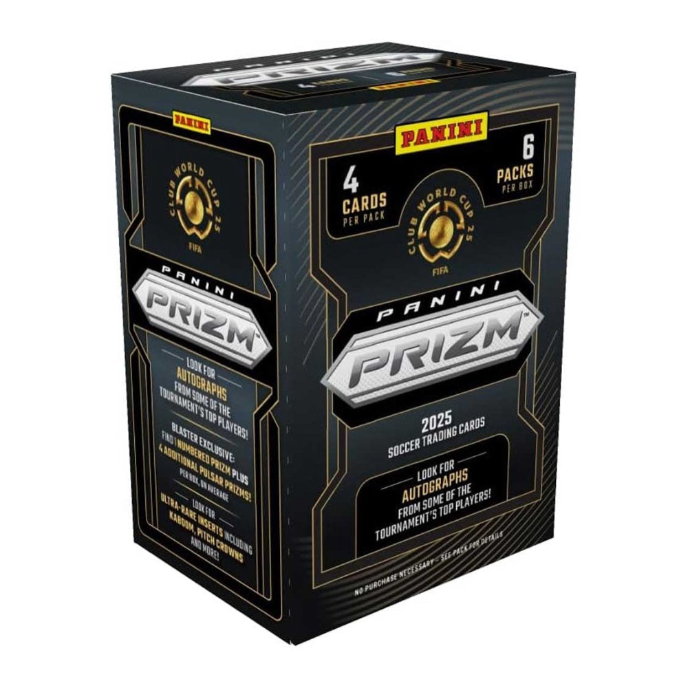 2025 Panini Prizm FIFA Club World Cup Blaster Box med exklusiva fotbollskort.