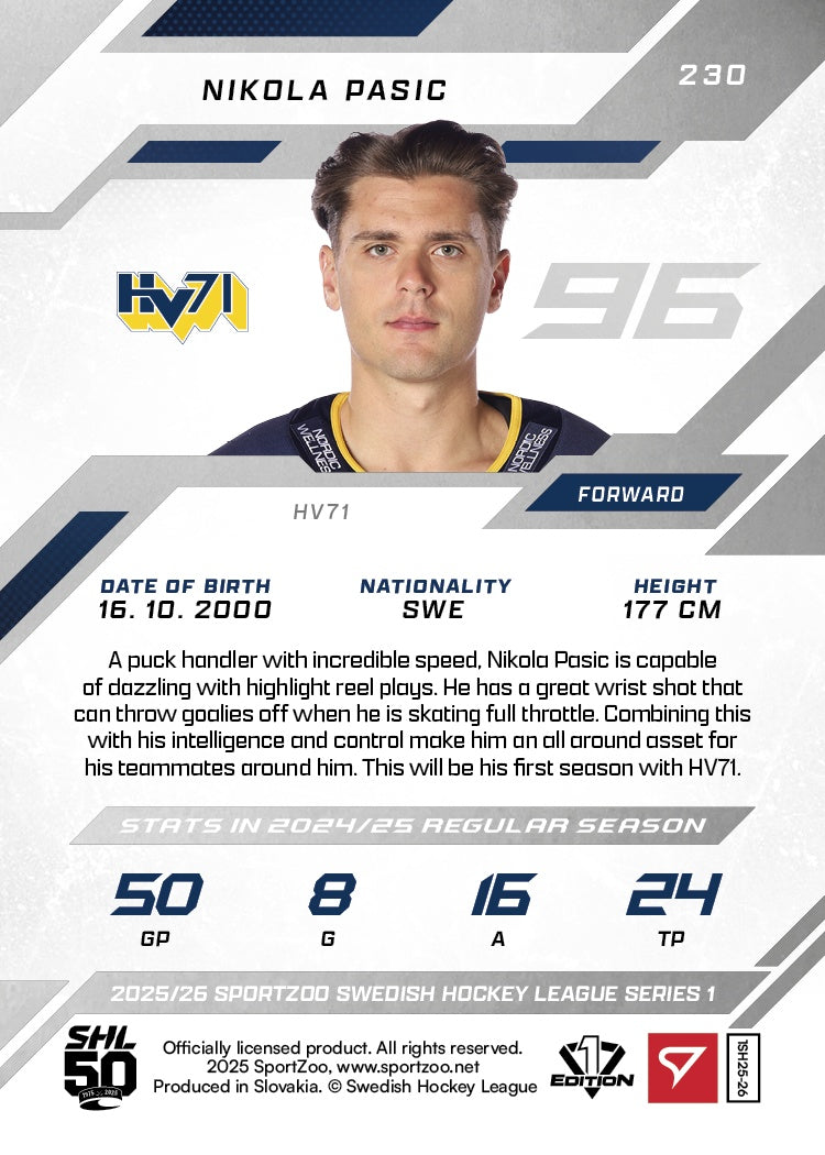 230 HV71 NIKOLA PASIC - PINK