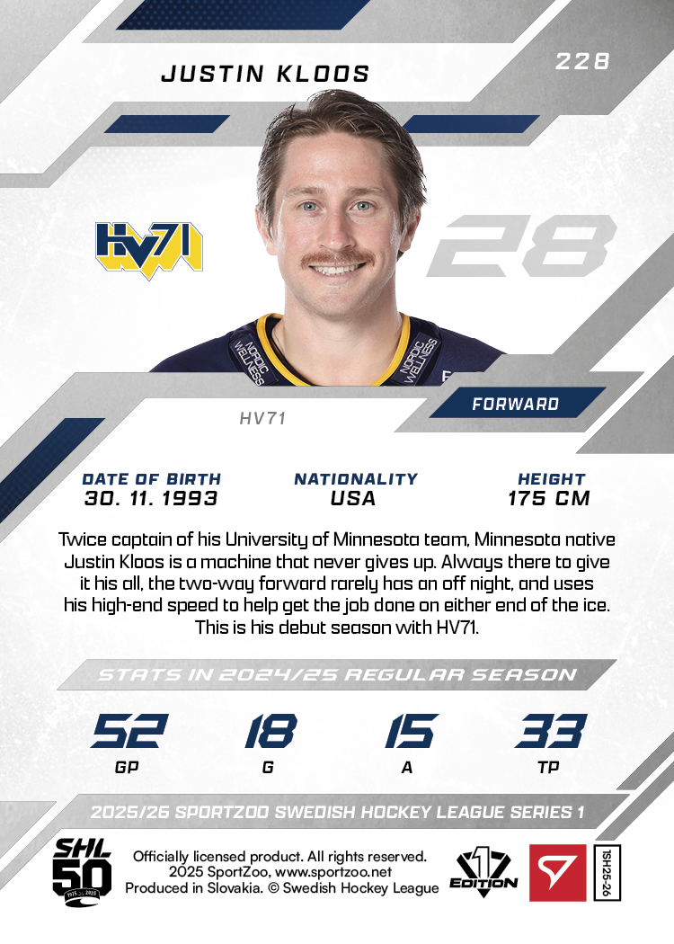 228 HV71 JUSTIN KLOOS - PINK