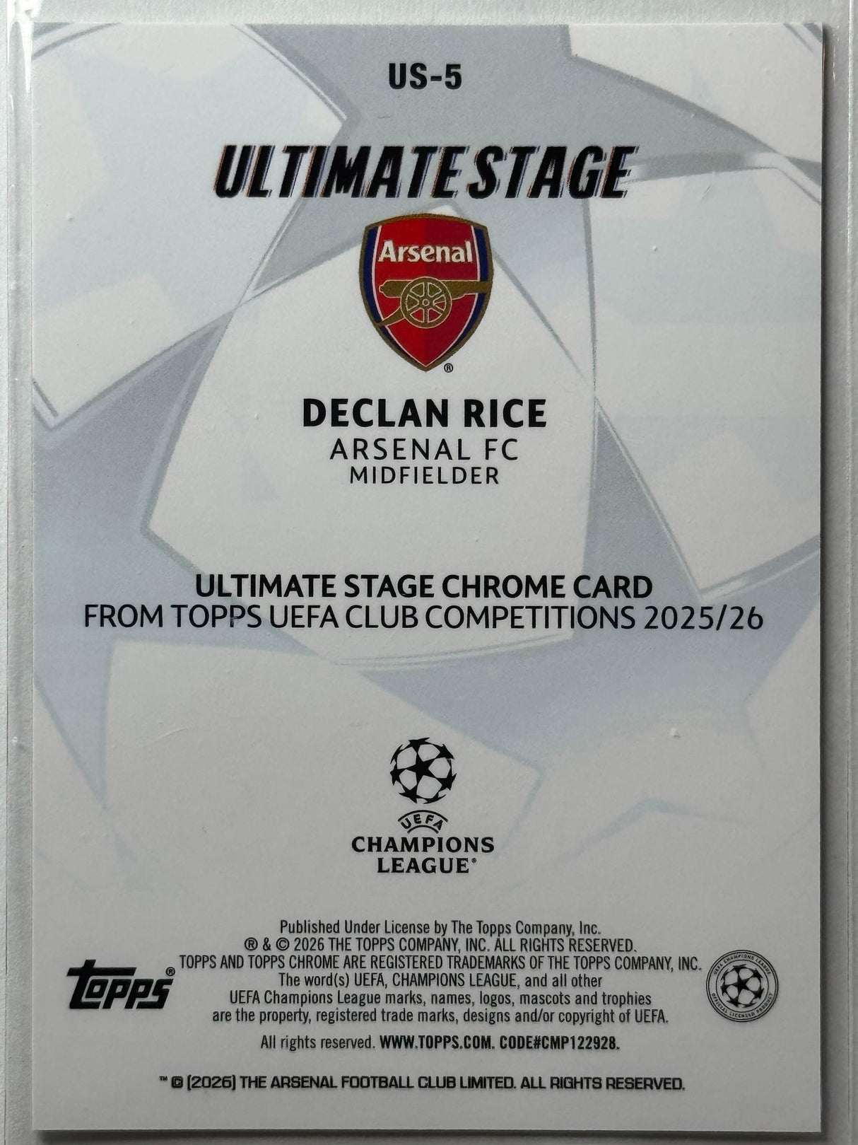 Declan Rice - Ultimate Stage - Topps Flagship 25/26