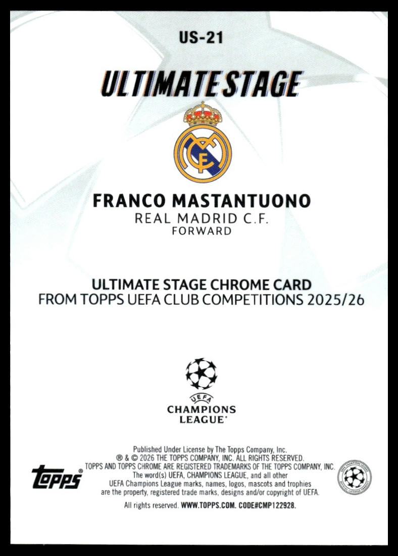 Franco Mastantuono - Ultimate Stage - Topps Flagship 25/26