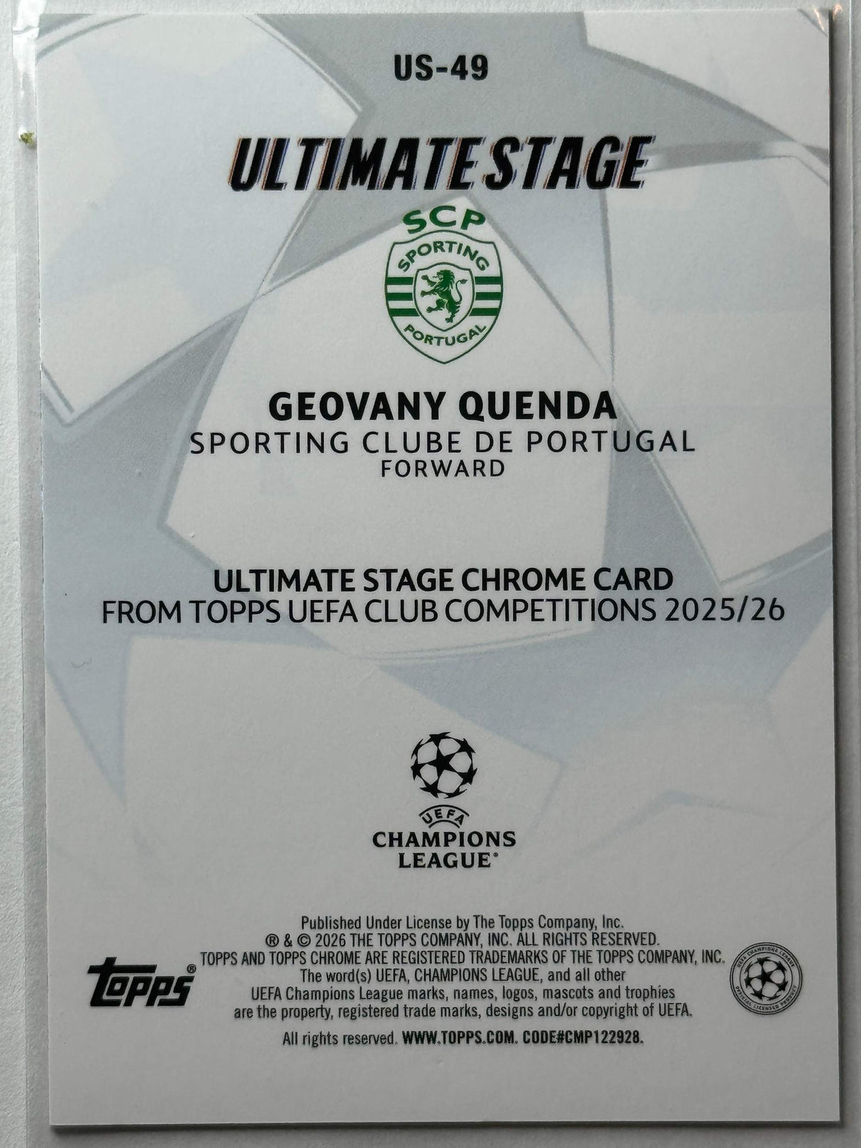 Geovany Quenda - Ultimate Stage - Topps Flagship 25/26
