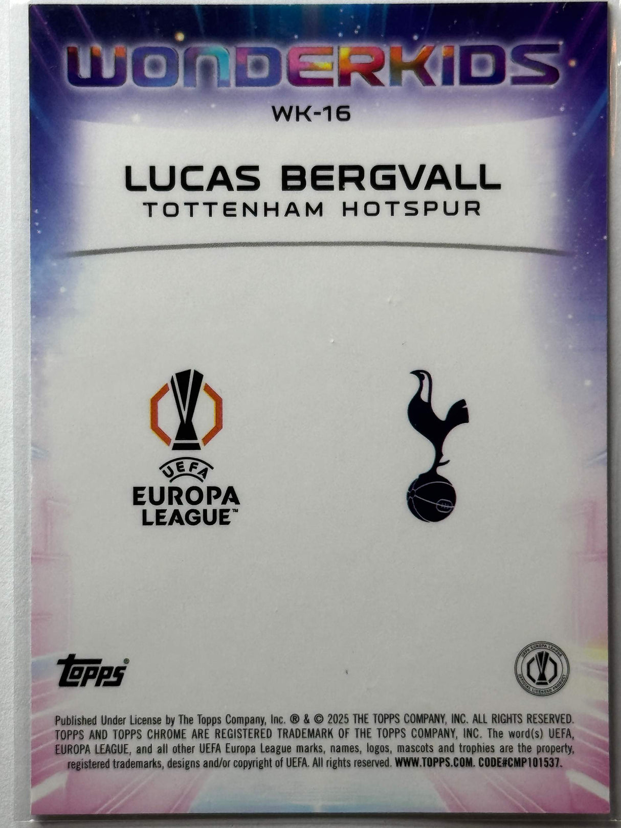 Lucas Bergvall - Wonderkids - Topps Chrome 24/25