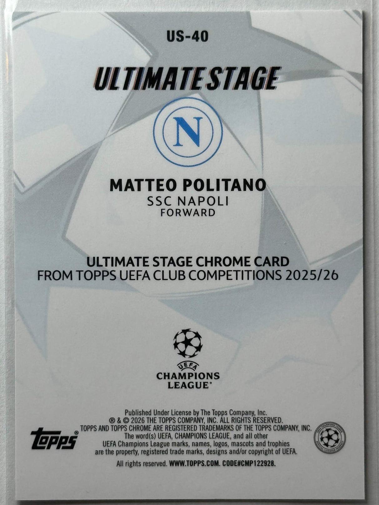 Matteo Politano - Ultimate Stage - Topps Flagship 25/26