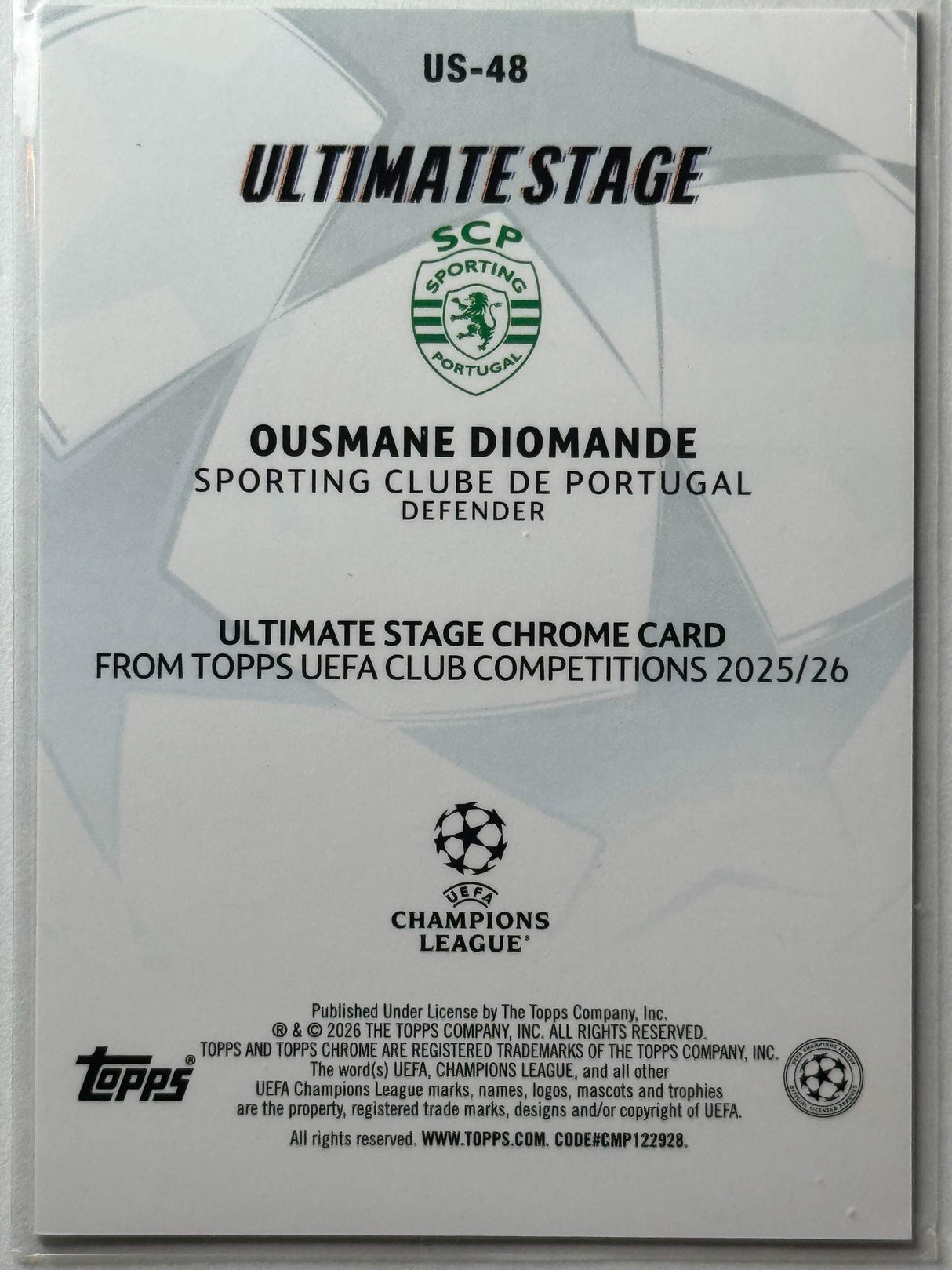 Ousmane Diomande - Ultimate Stage - Topps Flagship 25/26