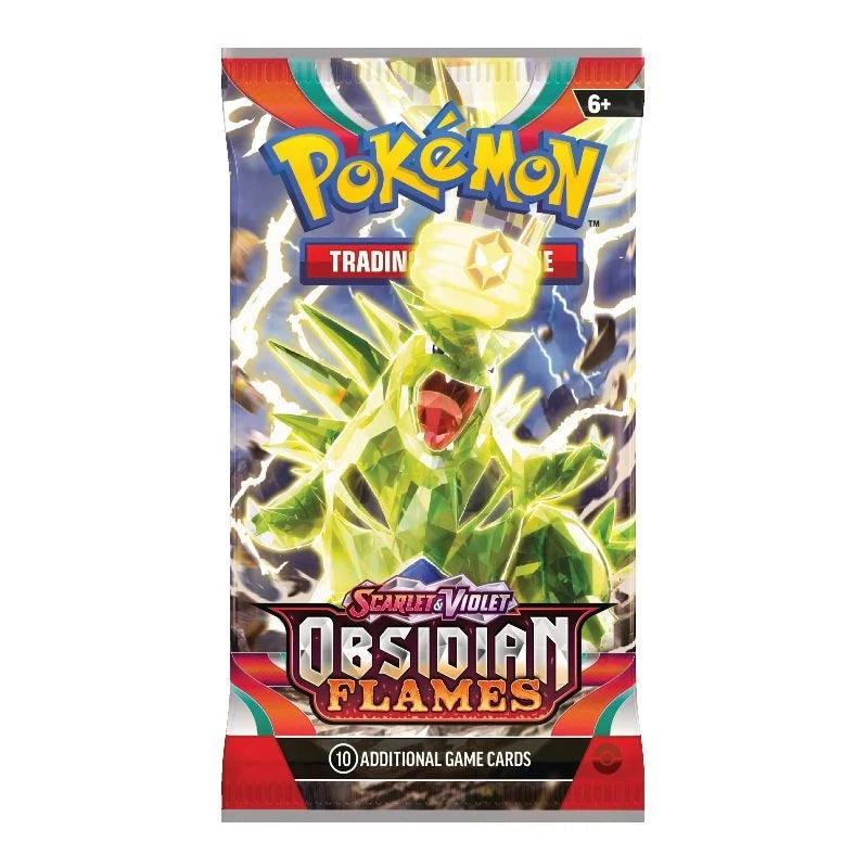 Pokémon Scarlet & Violet 3: Obsidian Flames Booster Pack, samlarkort med motiv av Charizard ex.