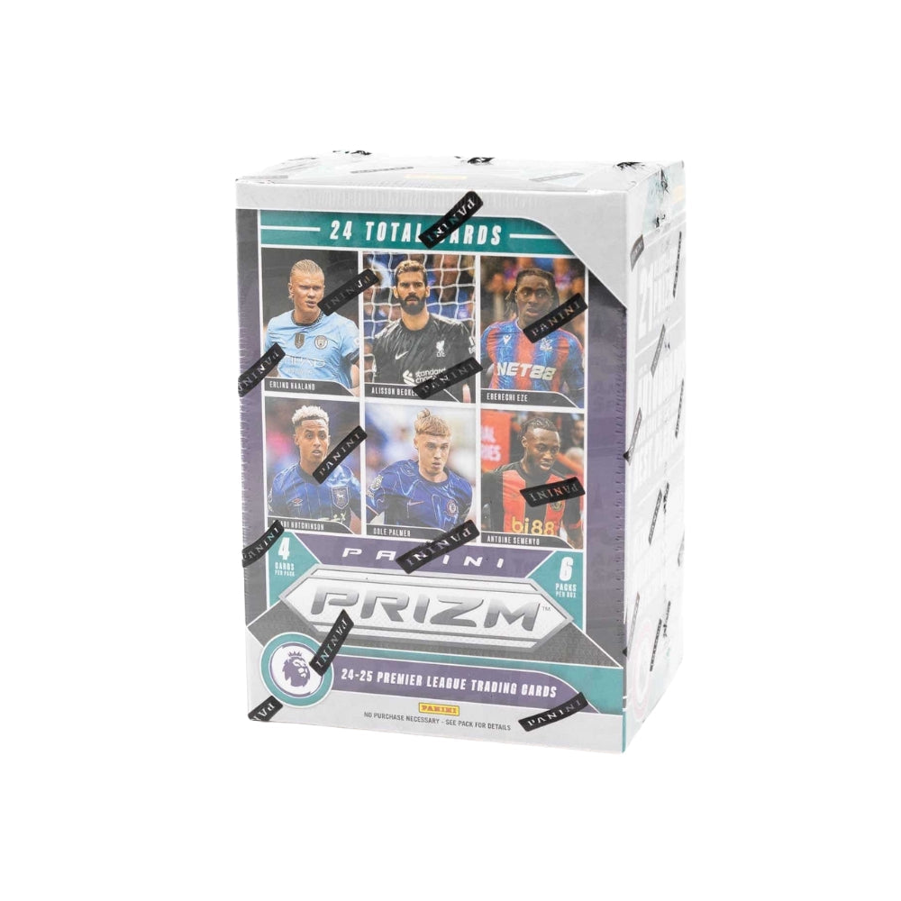 Panini Prizm Premier League 2024-25 blaster box med fotbollskort för EPL-samlare.