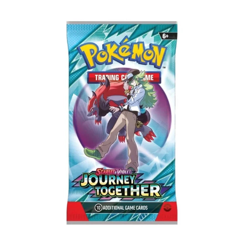 Pokemon Scarlet & Violet 9 Journey Together booster pack med motiv från SV9-serien.