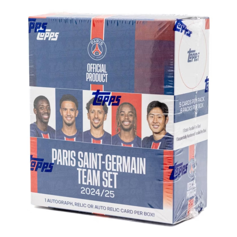 Topps Paris Saint-Germain Team Set 24/25, exklusiva fotbollskort för PSG-samlare.