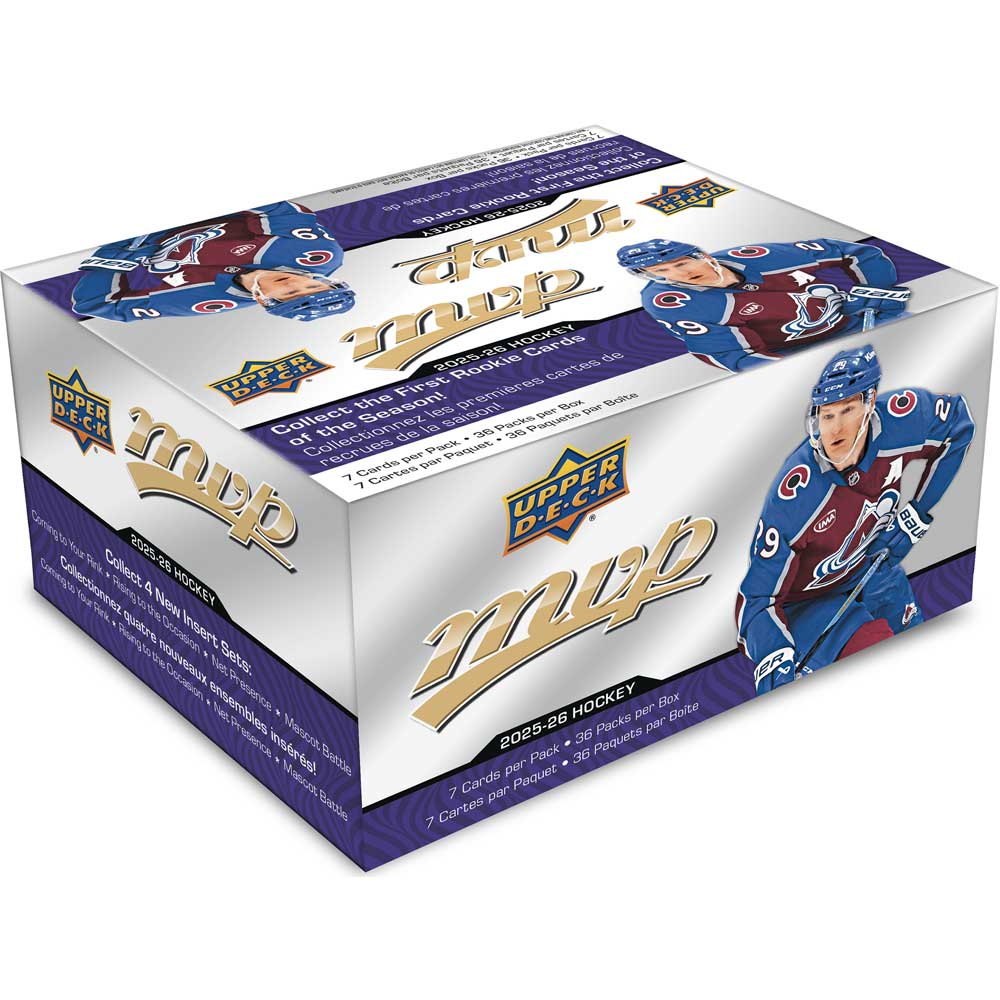 Upper Deck MVP Hockey 2025-26 retail box med 36 pack för hockeysamlare.