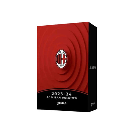 AC Milan samlarbox 2023-24 Daka Milan One & Two Hobby Box för samlarkort med klubblogga och fotbollsstjärnor.