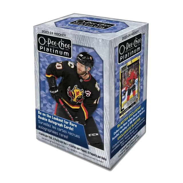 2023/24 O-Pee-Chee Platinum Blaster Box med samlarbilder från NHL i snygg förpackning för ishockeysamlare.
