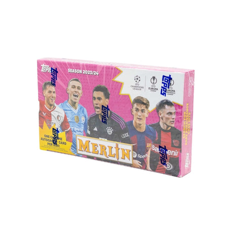 2023/24 Topps Merlin Chrome UEFA fotbollskort Hobby Box med Lamine Yamal rookie-kort.