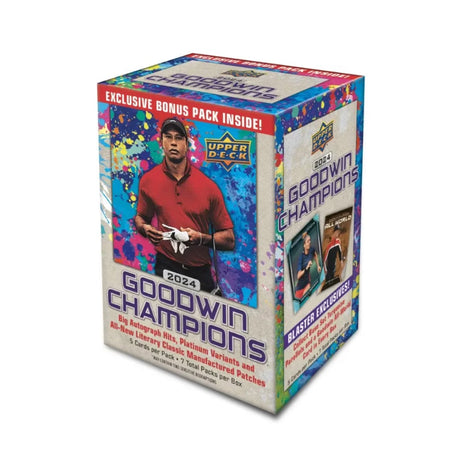 2024 Upper Deck Goodwin Champions blaster box med samlarkort för hobbysamlare.