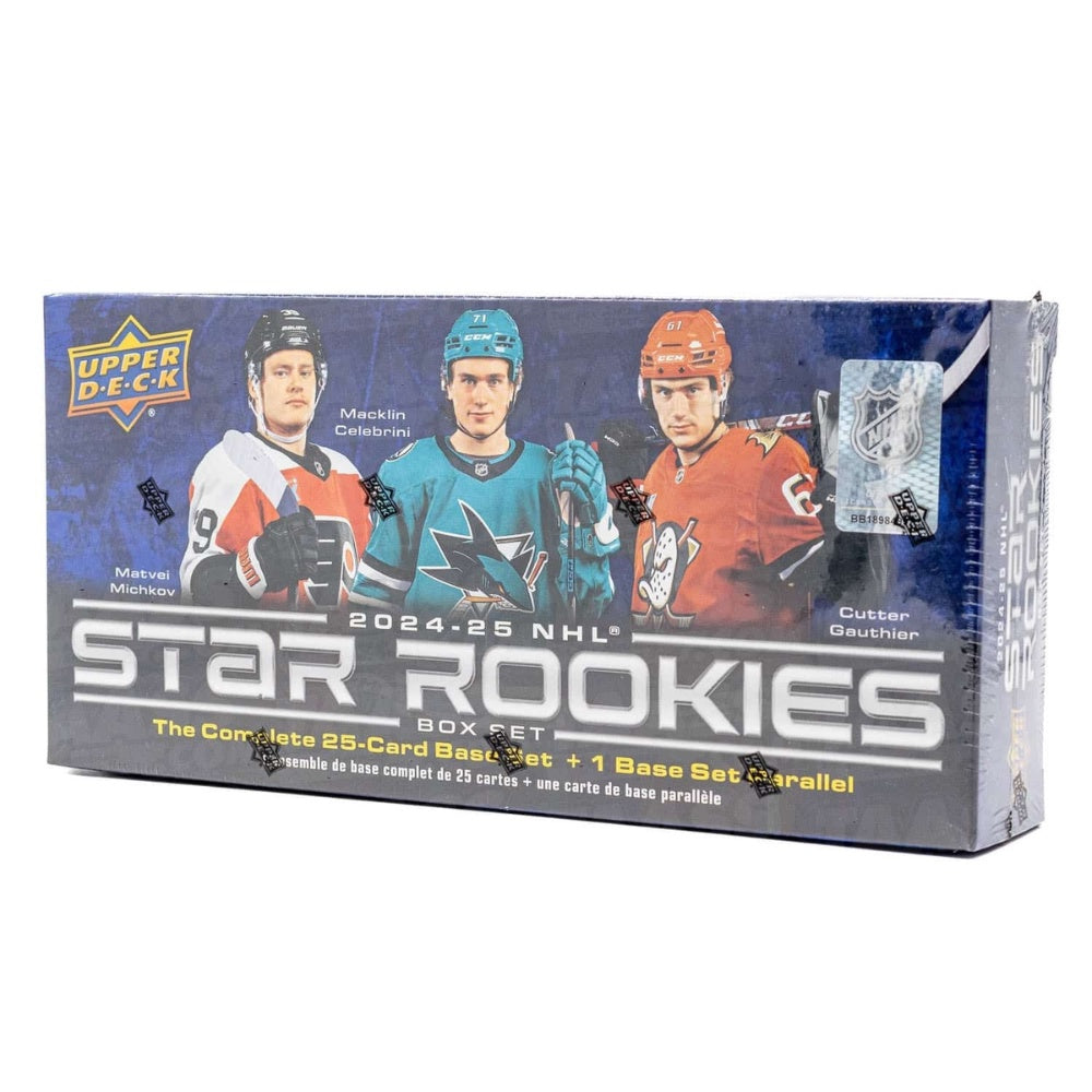 2024/25 Upper Deck NHL Star Rookies Box Set med samlarbilder på de bästa nya spelarna i NHL.