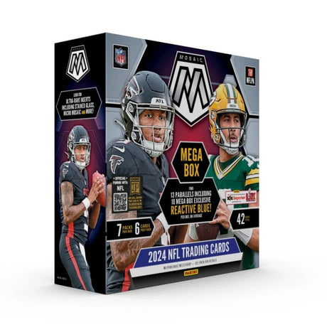 2024 Panini Mosaic NFL Mega Box, paket med amerikanska fotbollskort och sällsynta samlarkort.