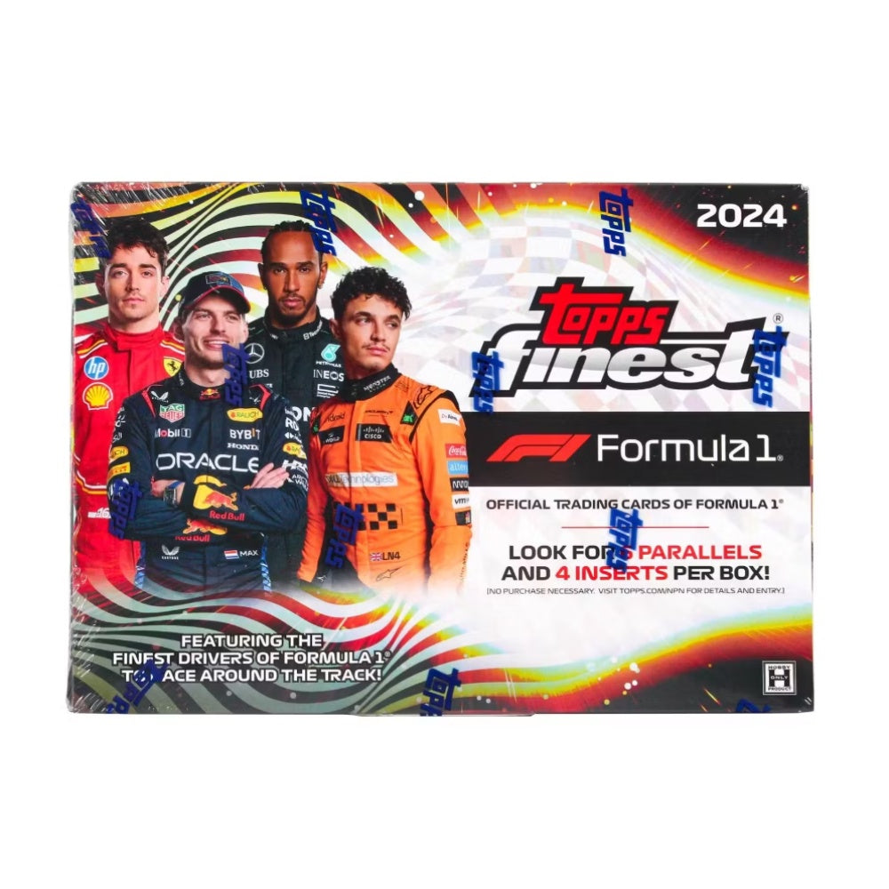 2024 Topps Finest F1 Formula 1 Hobby Box samlarkort med Formel 1-stjärnor, officiell hobbybox för samlare.