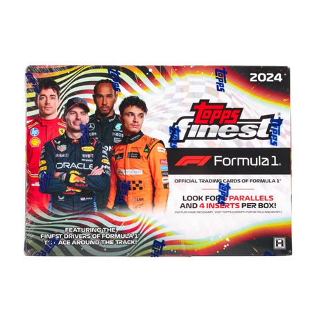 2024 Topps Finest F1 Formula 1 Hobby Box samlarkort med Formel 1-stjärnor, officiell hobbybox för samlare.
