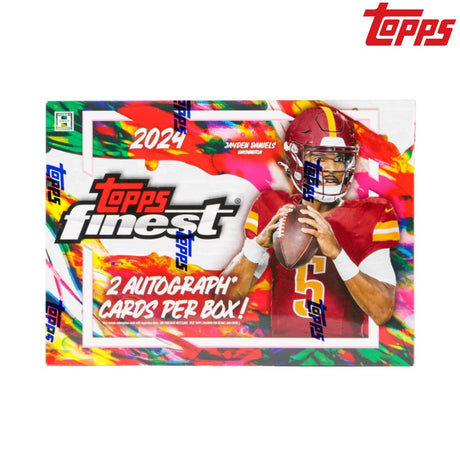2024 Topps Finest Football Hobby Box, samlarbox med amerikansk fotbollskort och sällsynta samlarbilder.