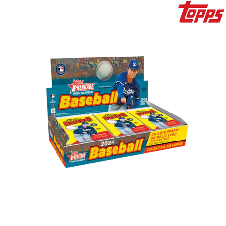 2024 Topps Heritage High Number Hobby Box med samlarkort för baseball i retrodesign.