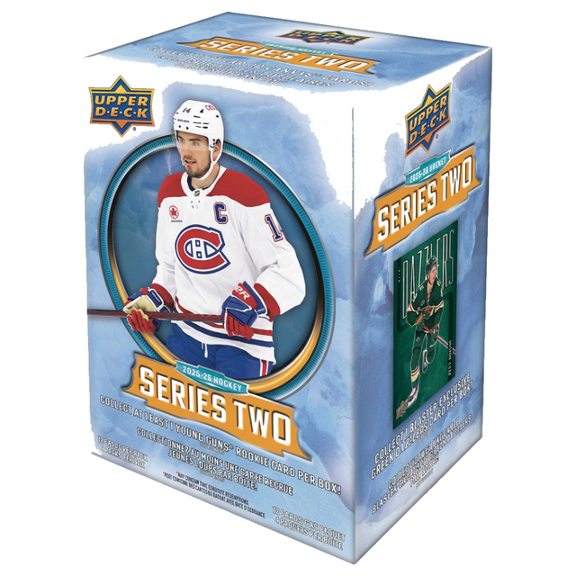2025-26 Upper Deck Series 2 Hockey Blaster Box för samlare av hockeykort.