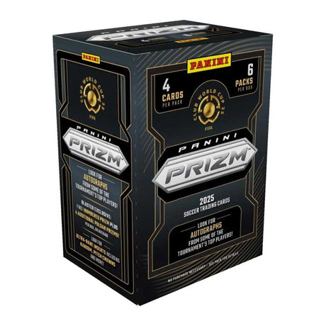 2025 Panini Prizm FIFA Club World Cup Blaster Box med exklusiva fotbollskort.