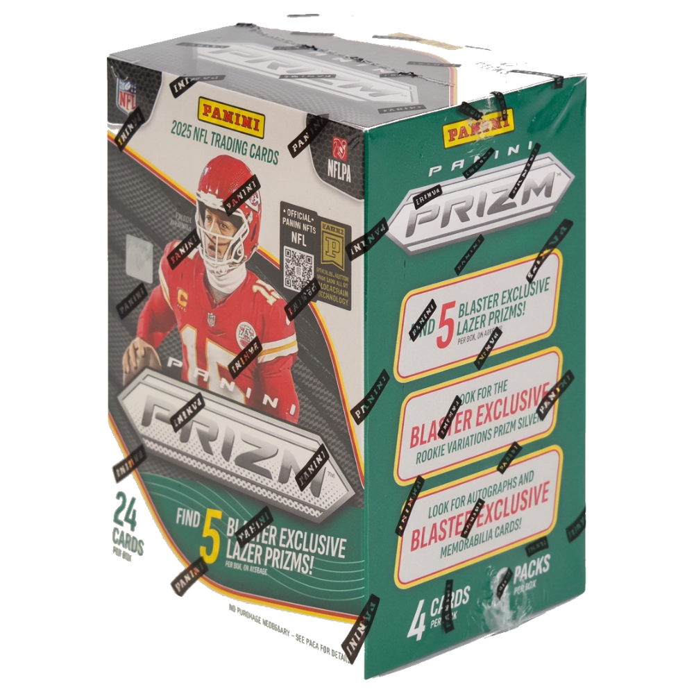 2025 Panini Prizm Football NFL Blaster Box med exklusiva samlarkort för NFL-fans.