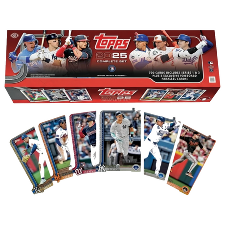 2025 Topps Baseball Complete Set Hobby Box med hela samlingen basebollkort.