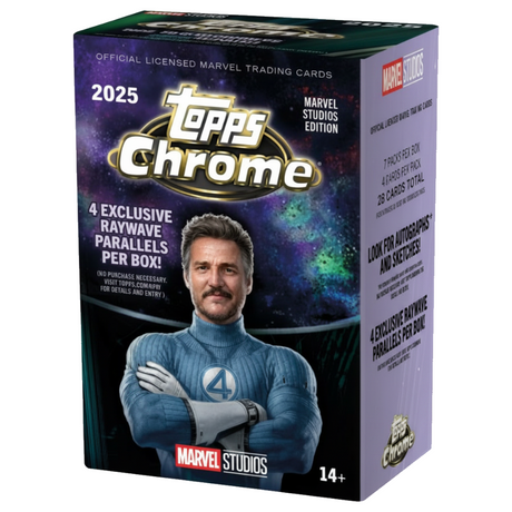 2025 Topps Marvel Studios Chrome Value Box för samlare av Marvel-kort.