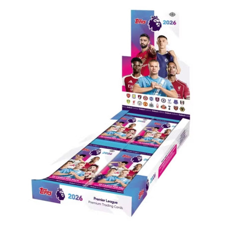 2025-26 Topps Premier League Hobby Box, samlarbox med fotbollskort och sällsynta samlarbilder från Premier League.