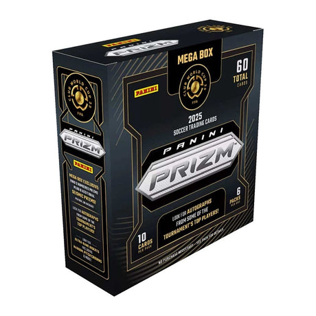 2025 Panini Prizm FIFA Club World Cup Mega Box med fotbollskort, samlarbox för officiella FIFA-klubblagskort.