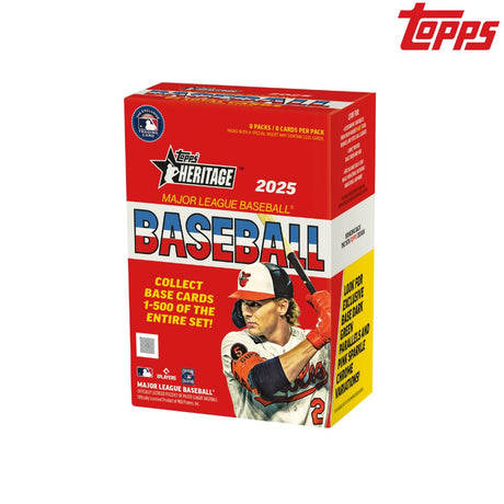 2025 Topps Heritage Baseball Value Box med MLB-samlarkort i retrodesign för samlare.
