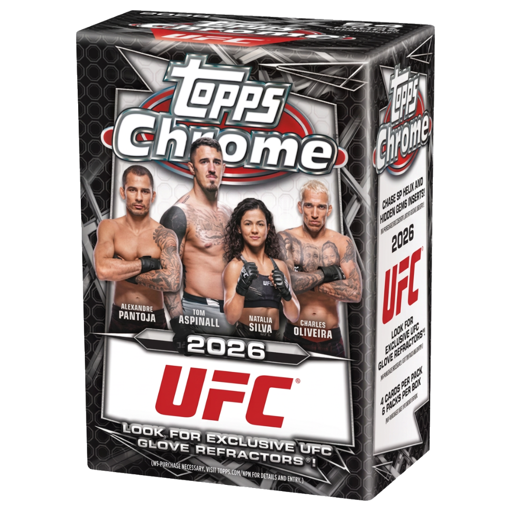 2026 Topps Chrome UFC Value Box med samlarkort för MMA-fans.