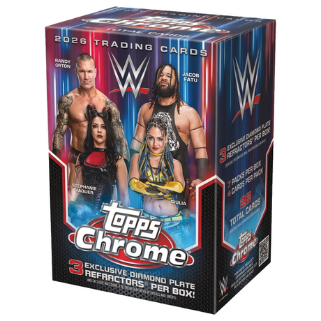 2026 Topps Chrome WWE Value Box med samlarkort för wrestling-fans.