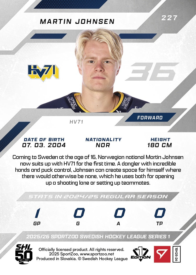 227 HV71 MARTIN JOHNSEN - PINK