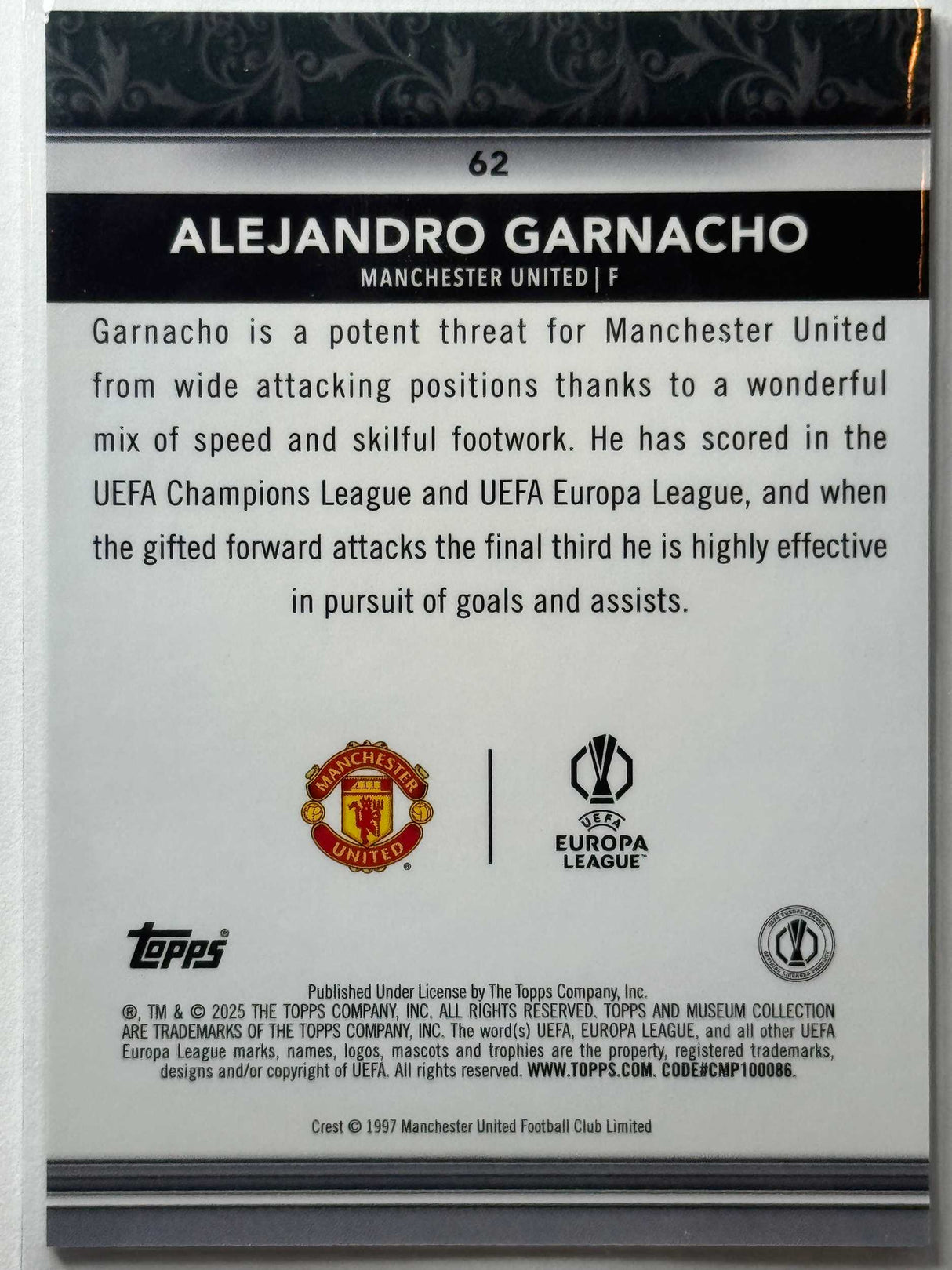 Alejandro Garnacho - Base - Topps Museum 24/25