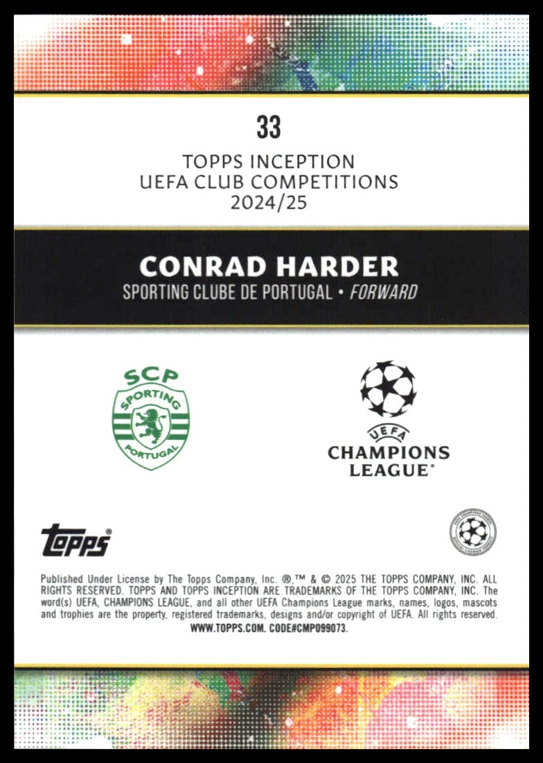 Conrad Harder - Base - Topps Inception UCC 24/25