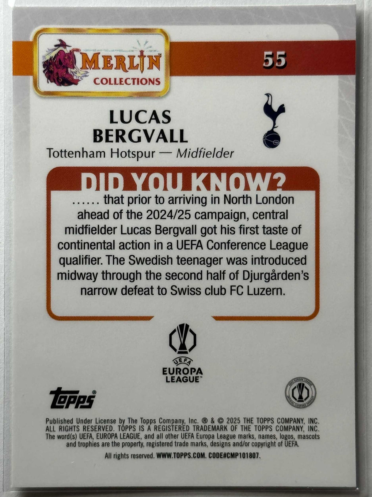 Lucas Bergvall - Base - Topps Merlin 24/25
