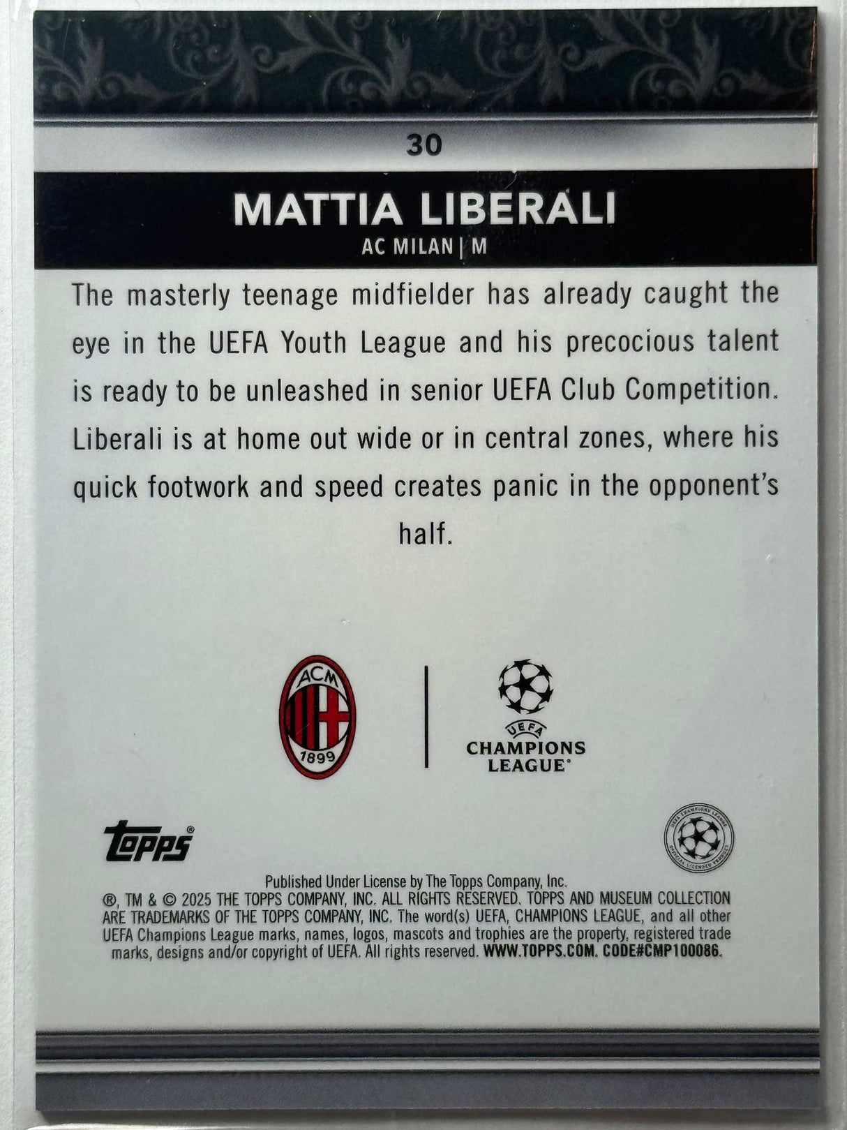 Mattia Liberali - Base - Topps Museum 24/25