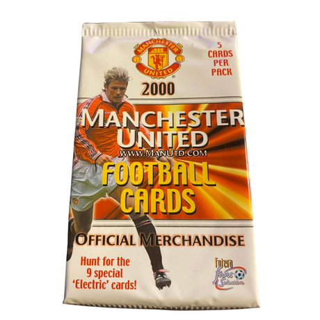Futera Manchester United Fans Selection 2000 oöppnat paket med samlarkort för fotbollssamlare.