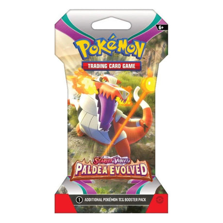 Pokemon Scarlet & Violet 2: Paldea Evolved Booster Pack samlarkort i oöppnad förpackning.