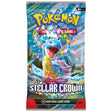 Pokémon Scarlet & Violet 7: Stellar Crown Booster Pack, samlarkort med Terapagos i glittrande illustration.