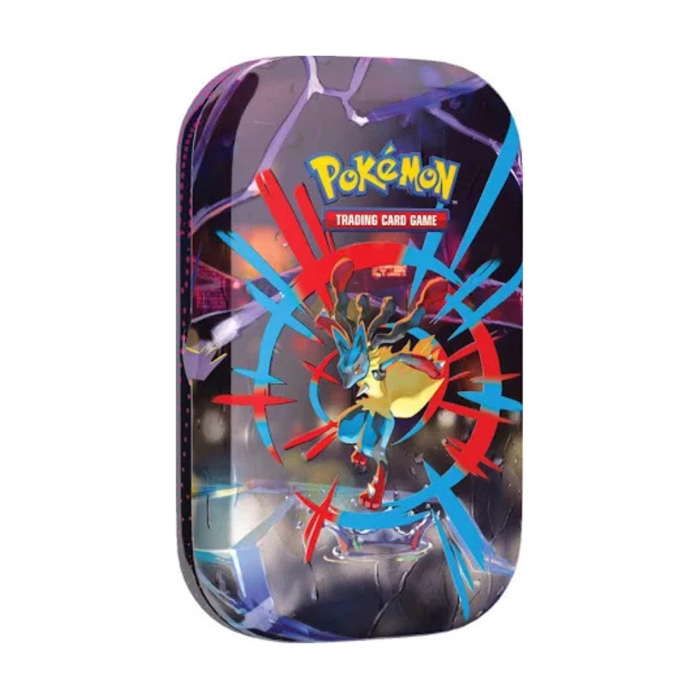 Pokémon TCG Mega Evolution Mini Tin samlarbox i metall med motiv av Mega Evolution Pokémon.