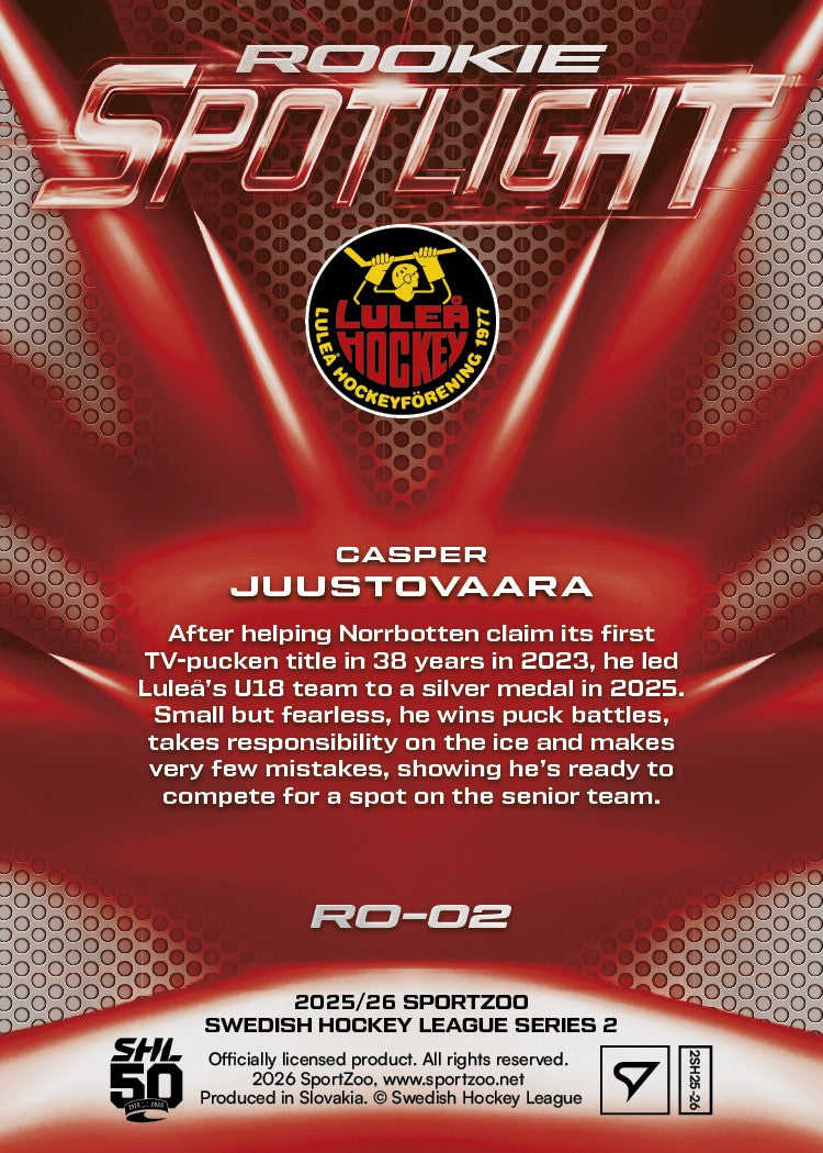 RO-02 LHF Casper Juustovaara Karlsson ROOKIE SPOTLIGHT