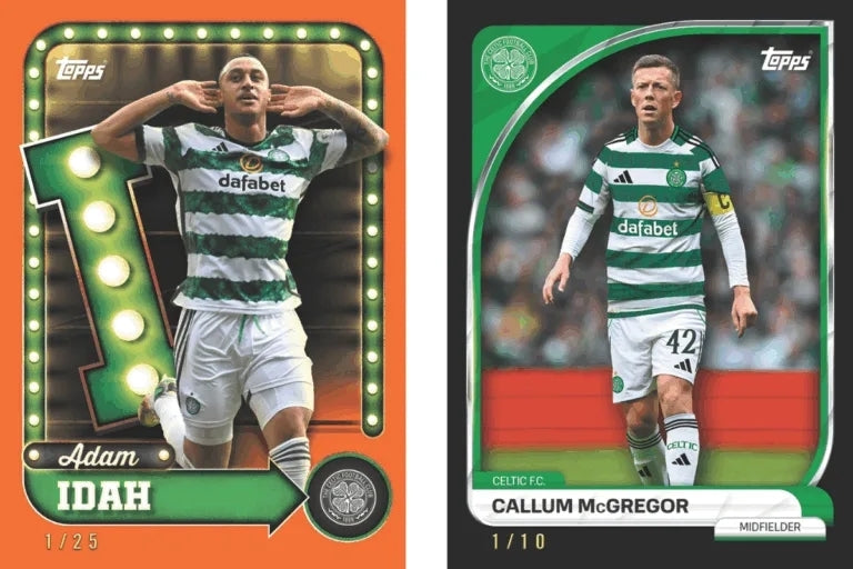 Topps Celtic 25/26 Collector Tin, samlarbox i metall med officiella fotbollskort från Celtic FC.