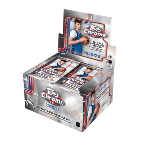Topps Chrome Basketball 25/26 Jumbo Box, samlarbox med NBA basketkort och sällsynta samlarbilder.