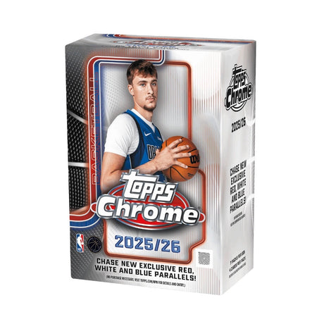 Topps Chrome Basketball 25/26 Value Box, samlarbox med NBA-basketkort och exklusiva chrome-refractors.