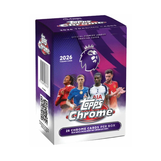 Topps Chrome Premier League 25/26 Value Box, samlarbox med officiella fotbollskort från engelska ligan.
